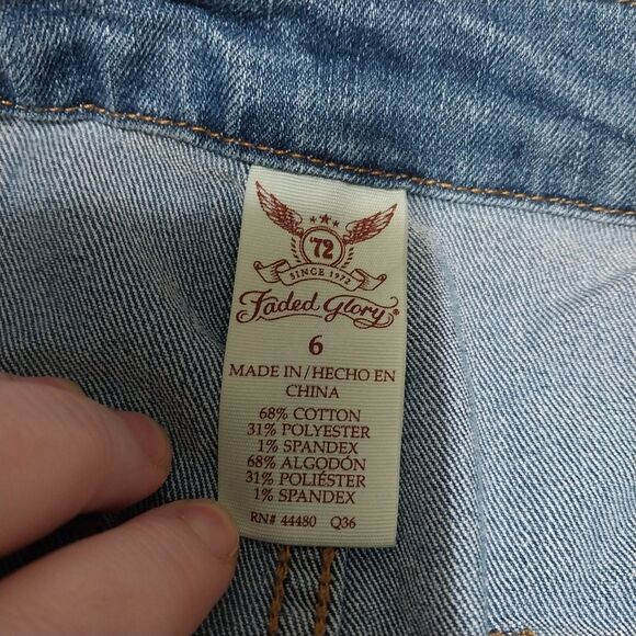 Faded Glory skirt Womens 6 blue denim button front mini panel Hippie Y2K Retro - Picture 3 of 5
